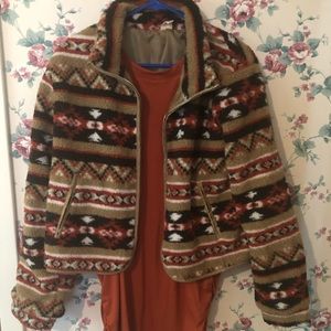 Aztec print Fleece Jacket